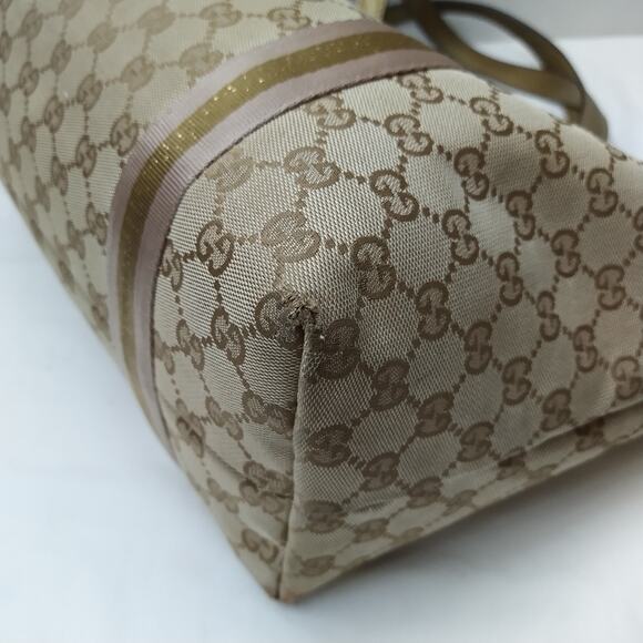 Gucci Brown Canvas GG Double Handles Tote Shoulder Bag - Vintage - Picture 16 of 16